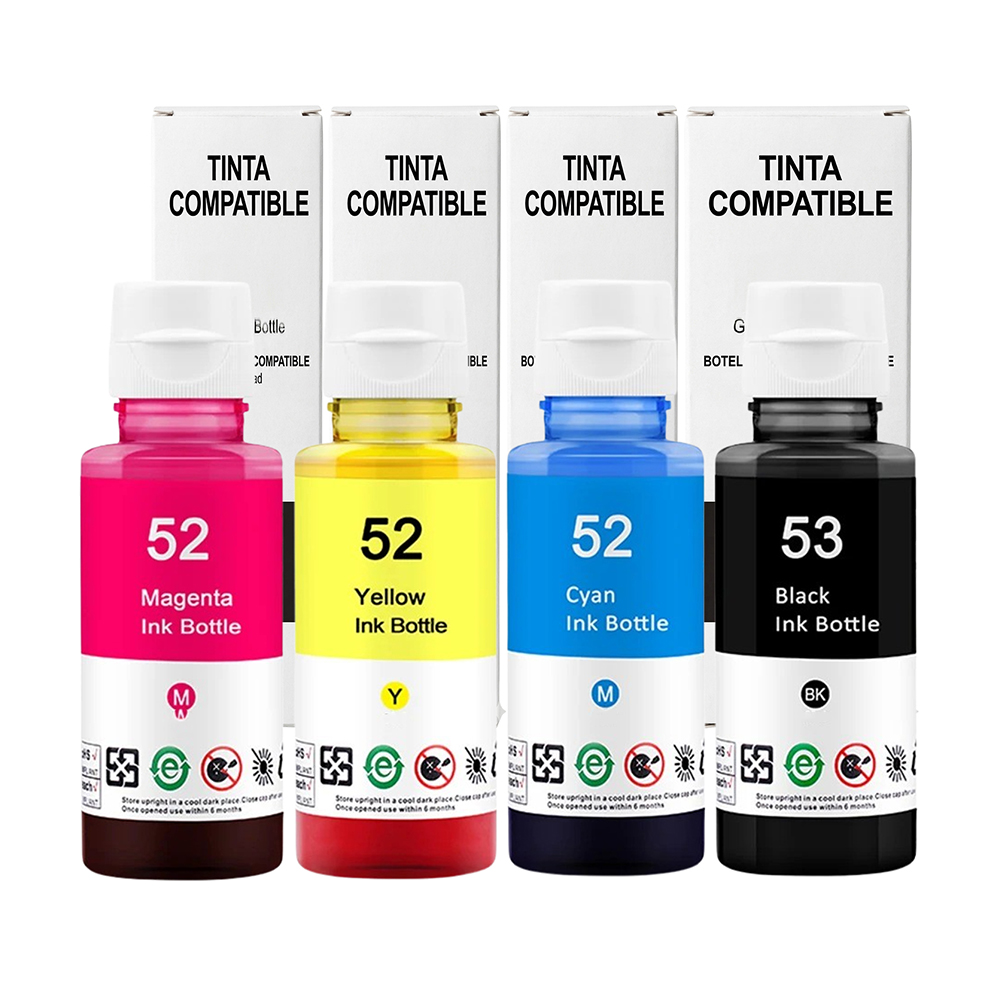 Kit 4 Genéricas Tintas Para DeskJet GT5810, GT5820. HP Ink Tank 115, 318, 319, 410, 415, 416, 418, 419. HP Smart Tank 450, 455, 457, 615.