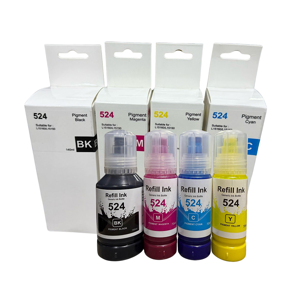 Combo 4 Tintas 524 Compatible Para Eps L6490 L15150 L15160 Negro, Cian, Magenta Y Amarillo